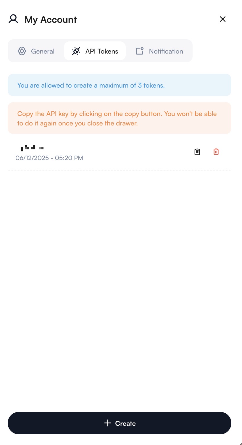 API Token Create