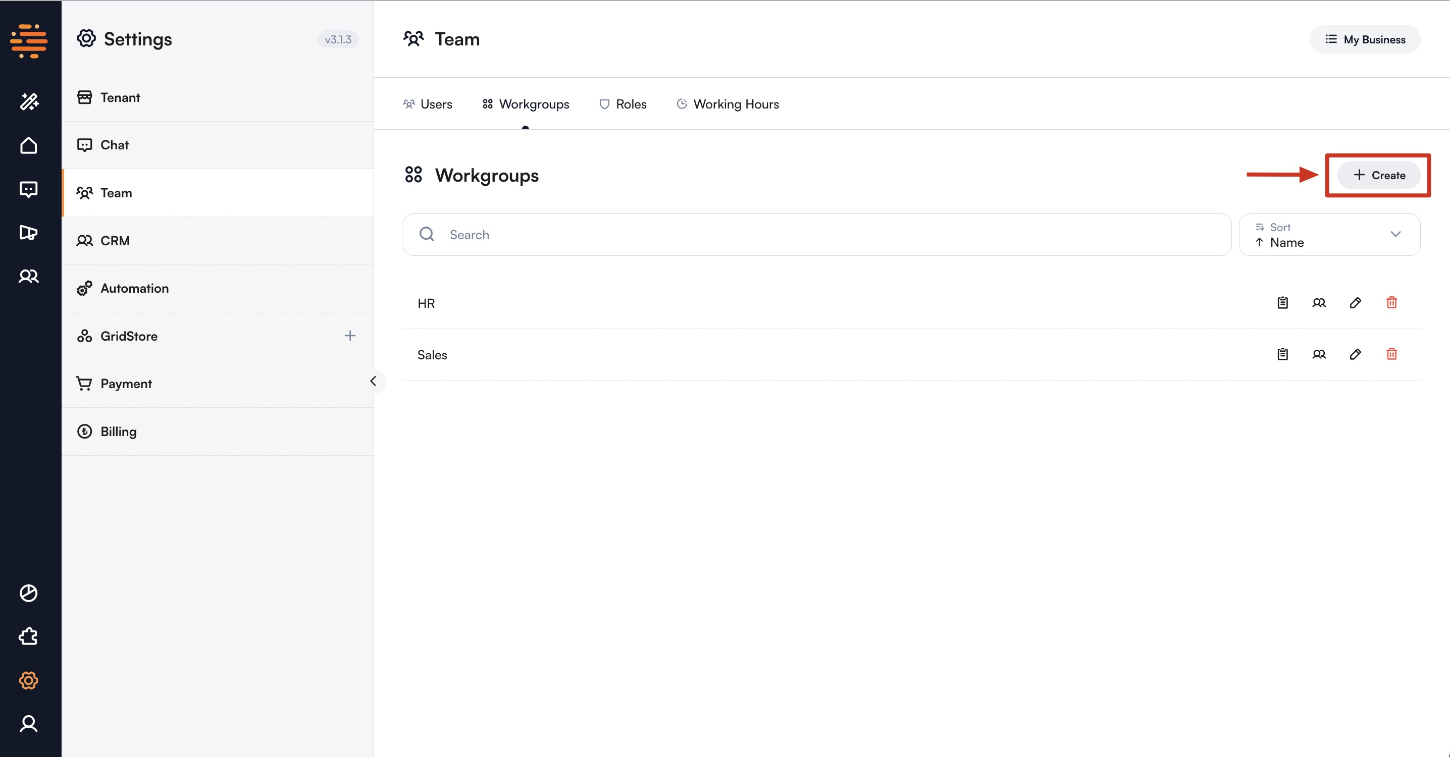 Create Workgroup