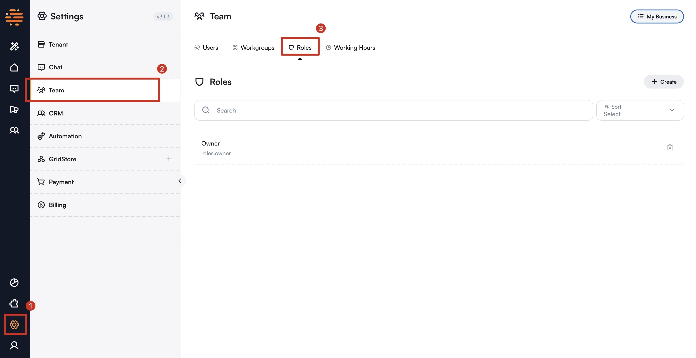 Settings Roles